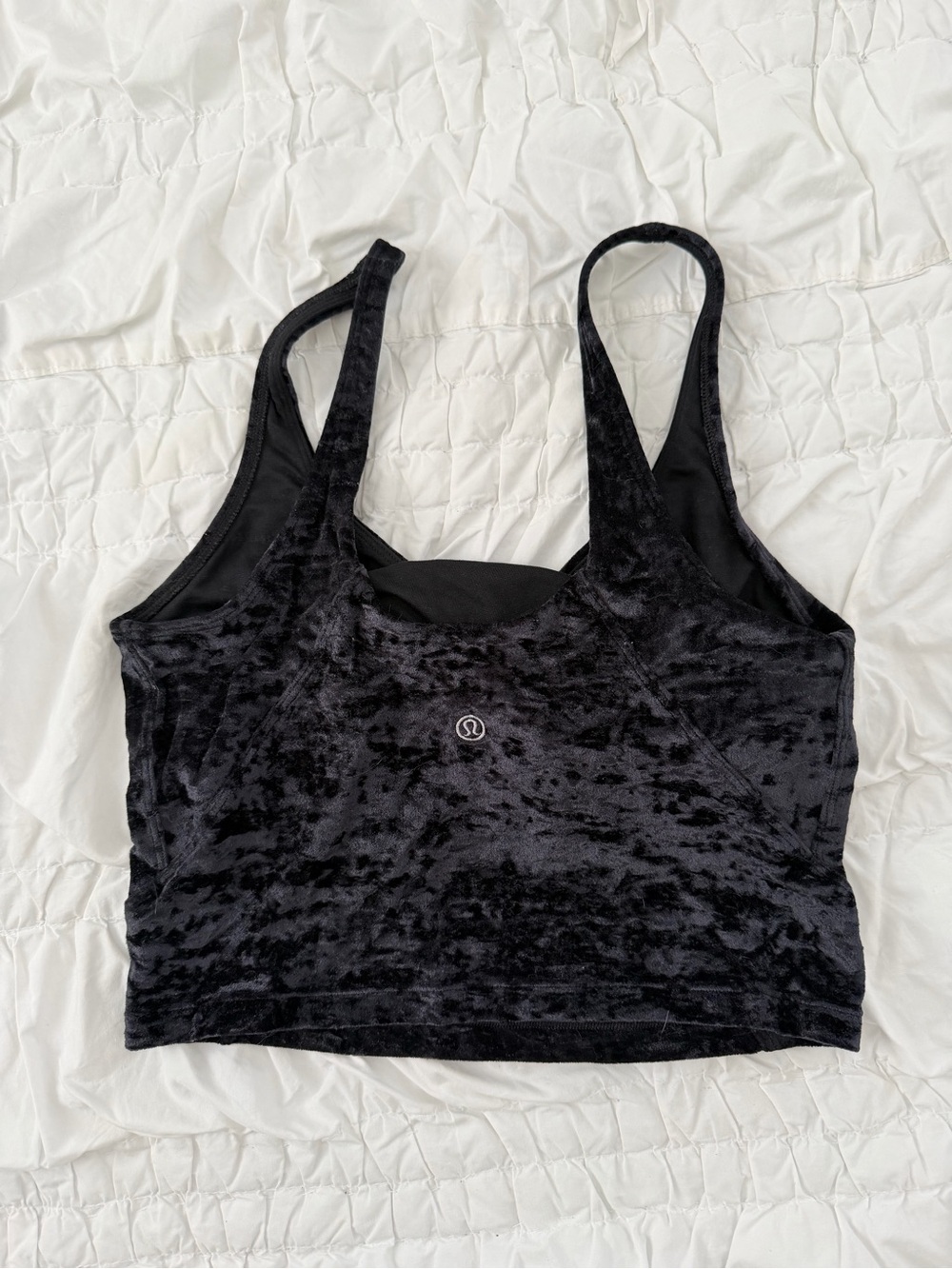 Lululemon Women’s Black Crushed Velvet Special Edition Sports Bra Top S